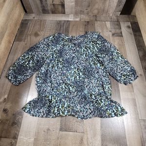 Apt. 9 Women's Long Sleeve Sheer Floral-Patterned Blouse Multicolor Size XL